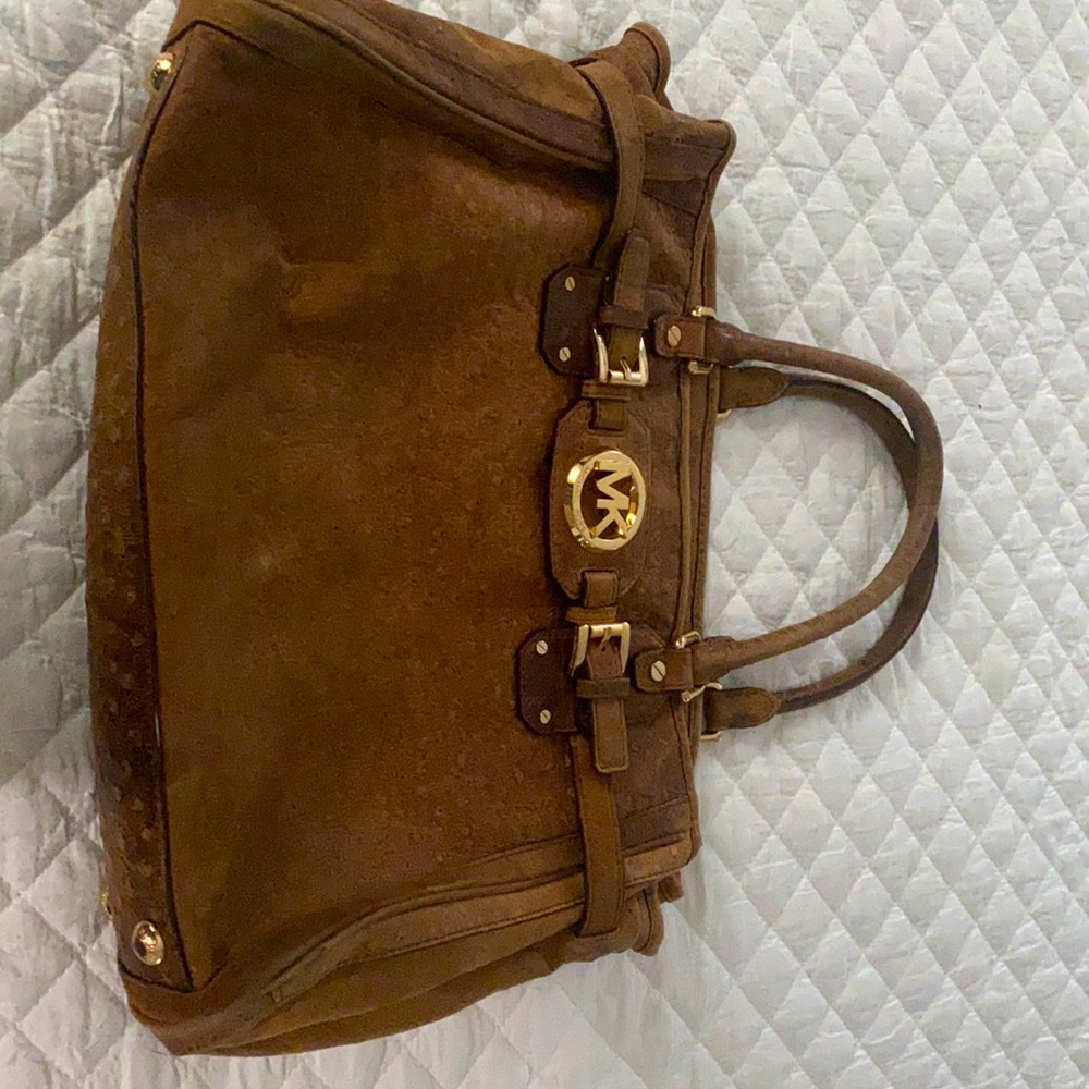 Michael Kors Distressed Leather Embossed Ostrich